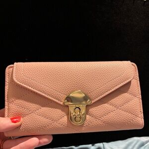 NWT Large Capacity Vegan Leather Blush Pebbled Wallet